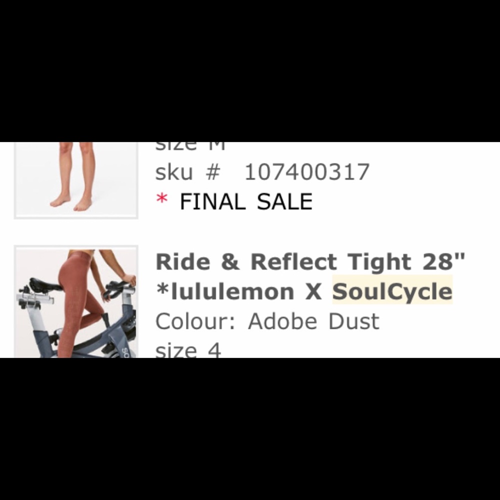 Soul cycle x LuluLemon Pants